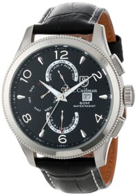 S. Coifman Men's SC0105 Black Textured Dial Black Leather Watch