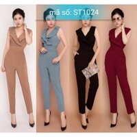 S ST1024 4 màu - Jumsuit đồ bay dài nhúng bèo cổ tim cao cấp xinh xắn FREE