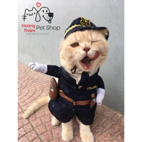 [S-XL] Set trang phục cosplay cảnh sát Anh cho thú cưng chó mèo hóa trang Halloween hàng Quảng Châu có sẵn