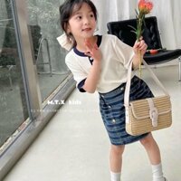 S01-Sét váy bò kèm áo len sợi dệt kim hàng QC siêu chất