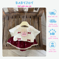 [S029] Set đồ tiểu thư cho bé gái 5-15kg, chất liệu phối ren cổ cực đáng yêu, mềm mịn