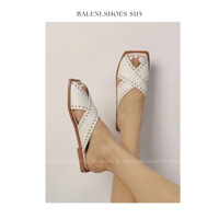 S115_ Dép nữ đế thấp quai chéo _THE BALENI ORD FULLBOX