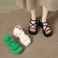 (S139) Sandal nữ đế bánh mì 6 phân hàng Quảng Châu êm chân dây chéo đan nữ tính (Mã 2359)