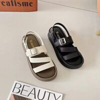 (S145) Sandal nữ quai chéo khuy đế 4 phân êm chân hàng Quảng Châu (Mã 9830 CHÉO)