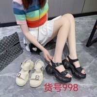 (S150) Sandal nữ quai khuy cài đế cao 5 phân hàng Quảng Châu (Mã 998 da lì)