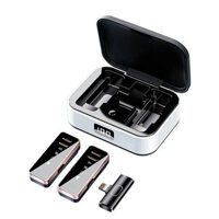 S18 1-to-2 2.4G Wireless Lavalier Microphone DSP Noise Cancelling Plug and Play Lapel Mic for Video Recording Interview