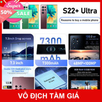 S22+ Ultra giá rẻ  Điện thoại di động giá rẻ 7.3 Inch Di Động 6+128 GB Hai Thẻ Sim Camera 48+100 MP Pin 7300 mAh