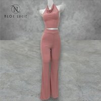 S240 - Set Áo Yếm Cổ Đổ + Quần Ống Loe - Ngọc Lucie Nữ