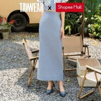 S24WCD545 - Chân váy juyp dài nữ TAWEAR kẻ sọc cạp cao tôn dáng