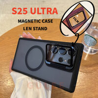 S25 Ultra with Lens Film Camera Đứng Cho Samsung Galaxy S24 Plus S23 FE S21FE S20FE Ốp điện thoại Siêu Cao Cấp Vỏ Bảo Vệ Từ Tính Mạnh Mẽ Trong Suốt