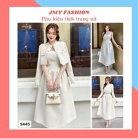 S445 Set trắng tiểu thư, váy dự tiệc thanh lịch [TH Hà Thanh] áo khoác tay dài váy hai dây sang chảnh
