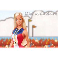S52 Búp bê cổ điển Vintage Barbie 1975 Gold Medal Doll Reproduction with Doll Stand And Certificate Of Authenticity