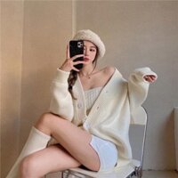 [S713] SET LEN CARDIGAN KÈM QUÂY metwo.dearu - Set 2 món áo khoác len cardigan + áo quây ống vặn thừng ulzzang Hàn Quốc