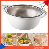 {S9} Giỏ thoát nước hai lớp có tay cầm Bát thoát nước nhà bếp Rỗng thoát nước nhanh Salad trái cây Giặt lưu trữ Bộ lọc thoát nước Dụng cụ làm sạch rau củ