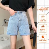 S9 Quần jean ngố quần bò nữ cạp cao rách gối cá tính