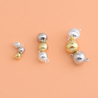 S925 Bạc Bóng Hình Cầu Nam Châm Khóa DIY Vòng Tay Vòng Cổ Vòng Đôi Vòng Khóa Từ Tính