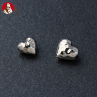 S925 Bạc Đau Khổ Kết Cấu Cá Tính Đơn Giản Đeo Ngang Đào Trái Tim Mặt Dây Chuyền diy Cặp Đôi Vòng Tay Vòng Cổ Bạc Phụ Kiện