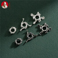 S925 Bạc Hoa Nhỏ Bướm Chạy Vòng Miếng Đệm Hạt DIY Dệt Tay Dây Pha Lê Ngọc Trai Vòng Tay Phụ Kiện