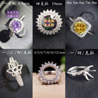 S925 Bạc Nhẫn Rỗng Hỗ Trợ Vòng Trứng Mì 45678 10 12Mm Carat Moissanite Cắt Mì Chủ