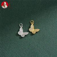 S925 Bạc Phiên Bản Hàn Quốc Bướm Mặt Dây Chuyền Pha Lê Zircon Nhỏ Bướm Mặt Dây Chuyền DIY Đính Hạt Ngọc Trai Vòng Tay Phụ Kiện