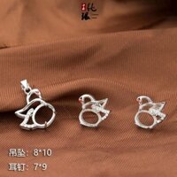 S925 Bạc Thiên Nga Hình Bông Tai Mặt Dây Chuyền Phù Hợp Với Giá Đỡ Trống Bạc DIY Kẻ Sọc Phụ Kiện Bạc Trang Sức 7 * 9 8 * 10