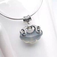 S925 Bạc Tự Nhiên Chalcedony Mặt Dây Chuyền Nữ Thái Bạc Tuổi Thọ Khóa Song Ngư Ngắn Xương Đòn Vòng Cổ Pha Lê Bạc Trang Sức20240827