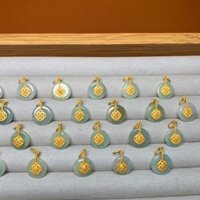 (S925) Đồng Điếu Dẹt  Ngọ.c Cẩm Thạc.h - Móc Treo Bọc Bạc 925 -Charm Phụ Kiện Xâu, Phối Vòng Tay, Phong Thuỷ Nam, Nữ