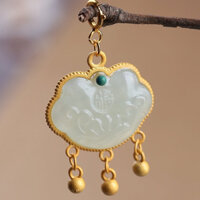 [S925] Khóa Trường Thọ Khắc Hoa Sen Treo 3 Đuôi - Charm Phụ Kiện Xâu, Phối Vòng,Chuỗi Hạt Phong Thủy May Mắn Nam, Nữ