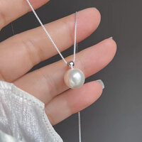 S925 Siilver Chain 10mm Vòng cổ ngọc trai nước ngọt tự nhiên