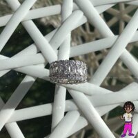 S925 Sterling Bạc T đầy đủ KHOAN TRỘN khảm siêu đèn flash nam giới xu hướng dòng nhẫn Nhẫn dày Baguette Rings