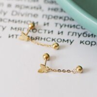 S925 Sterling Mạ Bạc 18K Bông Tai Vàng Nữ Bóng Bướm Mặt Dây Chuyền Tua Vàng Bóng Vít Bông Tai