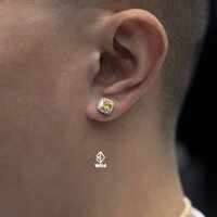 S925 Sterling Silver Yellow Diamond Zircon Stud Earrings 2023 New Rock Candy Niche European and American Men and Women Hip Hop Trend Earrings Fashion mrkq