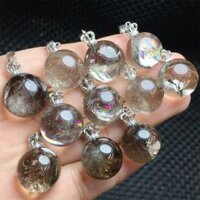 S925 Tự Nhiên Khói Thạch Anh Trong Suốt Quả Cầu Mặt Dây Chuyền Chữa Bệnh Năng Lượng Đá Tính Khí Thanh Lịch Phong Thủy Món Quà Trang Sức 1 Chiếc