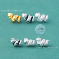 [S925] Tỵ Rắn Xoắn Vòng Tròn Ngậm Kim Tiền - Charm Phụ Kiện Xâu,Phối Vòng Tay Cổ,Chuỗi Hạt Phong Thủy May Mắn Nam Nữ