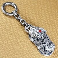 S999 Bạc Pixiu Xe Móc Khóa Mặt Dây Chuyền Dành Cho Nam Nữ Cá Tính Sáng Tạo Cao Cấp Retro Móc Khóa Xe Treo Bạc Đồ Trang Trí 2025.1.10