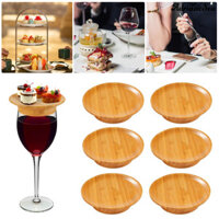 Sa-1 / 2 / 6 Chiếc Tre Rượu Thủy Tinh Charcuterie Ban Topper Đế Lót Ly Rượu Nắp Kính Ăn Nhẹ Giá Đỡ Rượu Thủy Tinh Trang Trí