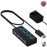 SABRENT USB Hub 3.2 Gen1 4 Port (with LED power switch) SuperSpeed 5Gbps PS5/PS4, laptop, PC, tablet, for Macbook, compatible with Windows and Mac systems (cable length 60cm) from Japan.