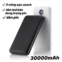 SẠC 1 LẦN DÙNG NHIỀU LẦN - PIN SẠC DỰ PHÒNG GIẢ DA 30000MAH SẠC CỰC NHANH CHO TẤT CẢ CÁC LOẠI ĐIỆN THOẠI PIN CỰC BỀN CỰC TỐT - TẶNG CÁP 55K