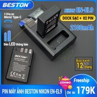 Sạc + 2 Pin Nikon EN-EL9 Beston dùng cho Nikon D40 D40x D60 D3000 D5000 (Hàng chính hãng)