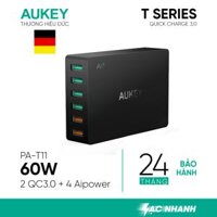 Sạc 6 Cổng Aukey PA-T11 Đầu Ra 5V/2.4A 4 Cổng AiPower 2 Cổng Sạc Nhanh QC 3.0 - Bảo Hành 24 tháng - Hàng Phân Phối Chính Hãng