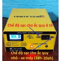 Sạc ắc quy 12v6A/24v3A đến 200ah, sạc bình ắc quy cho ô tô, xe máy thông minh tự ngắt khi đầy-Bolaimei 2021