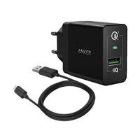 Sạc Anker 1 cổng 18W Quick Charge 3.0, Bộ sạc tường 3.0 sạc nhanh kèm Cáp Micro USB 0.9M – B2013