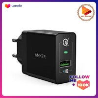 Sạc Anker 1 Cổng 18w Quick Charge 3.0 (có PowerIQ) - [PowerPort+ 1] - Sạc nhanh 3.0 1 cổng 18W 3A dành cho Galaxy S10 / S9 / S8 / Edge / Plus Note 9/8/7 LG G4 HTC One A9 / M9 Nexus 9 iPhone iPad và các loại - A2013 [bonus]