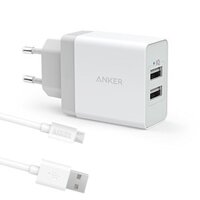 Sạc Anker 2 cổng, 24w - [PowerPort 2, 24w], kèm cáp Micro USB -B2021