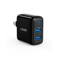 Sạc Anker 2 Cổng PowerPort II, 24w -Bộ sạc du lịch siêu nhỏ 2 cổng 24W chân gập, dành cho iPhone 8/8 Plus / X, iPad Pro / Air 2 / mini 3 / mini 4, Samsung S4 / S5, v.v. – A2027