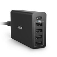 Sạc Anker 5 cổng, 40w, USB-C – [Powerport 5, 40w, USB-C] – Sạc USB- C 5 cho iPhone XS / XS Max / XR / X / 8/7/6 / Plus, iPad Pro / Air 2 / mini, Galaxy S9 / S8 / Edge / Plus, Note 8 / 7, LG, Nexus, HTC và các loại – A2052