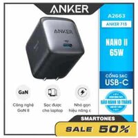 Sạc ANKER PowerPort 715 Nano II 65W 1 cổng USB-C PiQ 3.0 tương thích PD – A2663 – BH 18 tháng