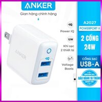 Sạc ANKER PowerPort II 2 cổng PIQ 24w - A2027