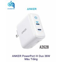 Sạc Anker PowerPort III Duo 36W - A2628 - sạc 2 Cổng USB Type-C
