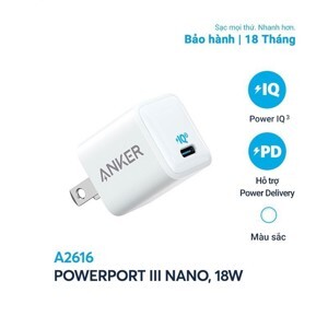 Sạc Anker PowerPort III Nano 18W - A2616